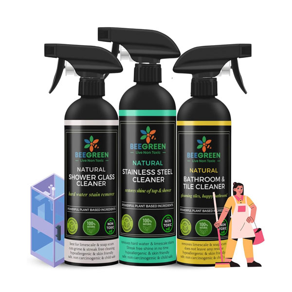 BathBliss Kit 2 |Beegreen| Bathroom & Tile Cleaner, Stainless Steel Cleaner, Shower Glass Cleaner (Pack of 3)|500ml